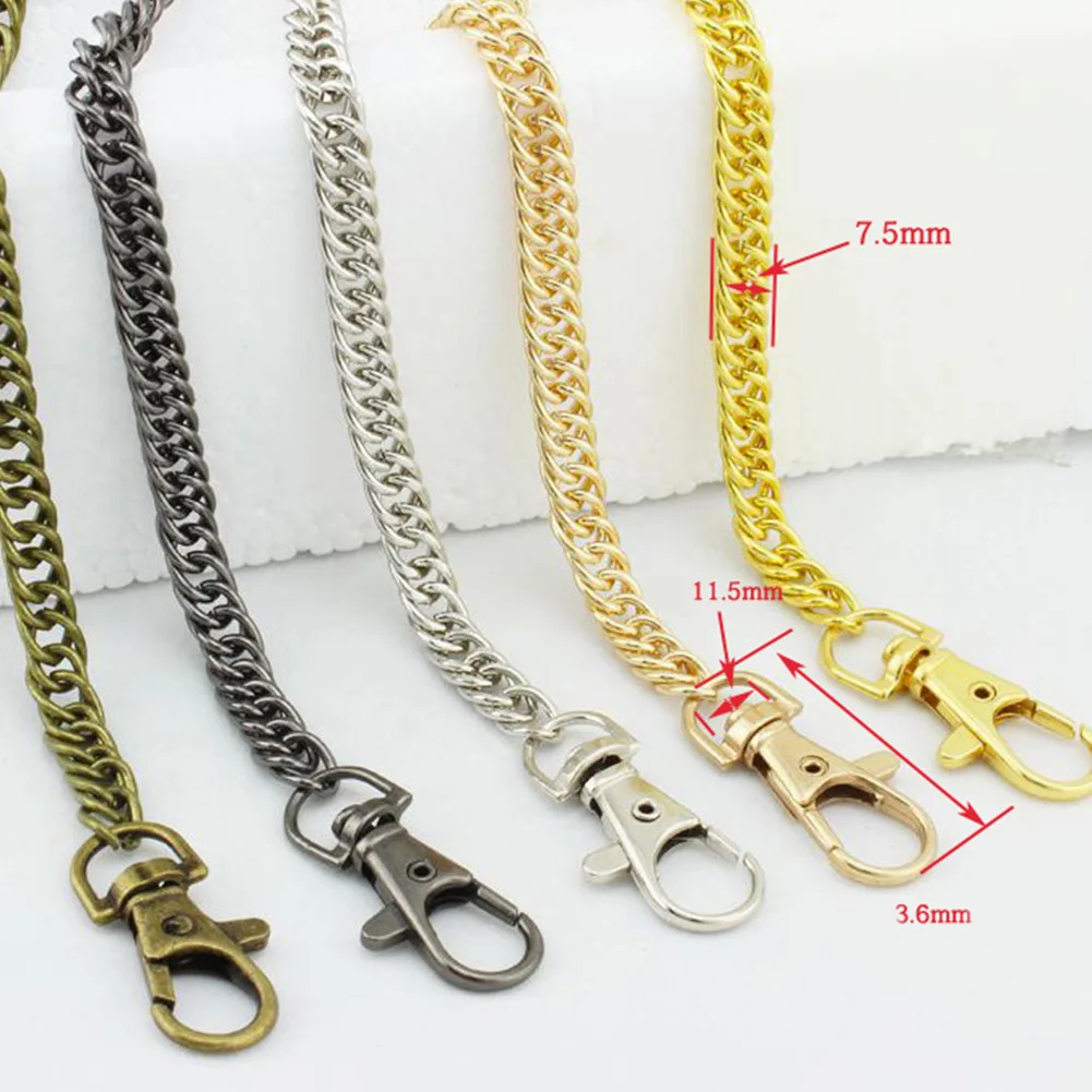

120cm Metal Chain Strap for Shoulder Bags Handbags Handle DIY Chain Belt for Bag Accessories Double Woven Iron Chain Bag Straps