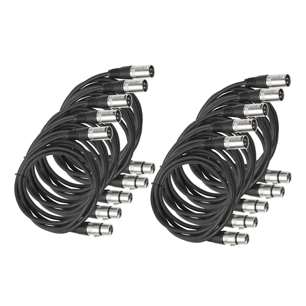 

6Ft Patch Cable Cords-Xlr Male To Xlr Female -Balanced Snake Cord-10 Pack