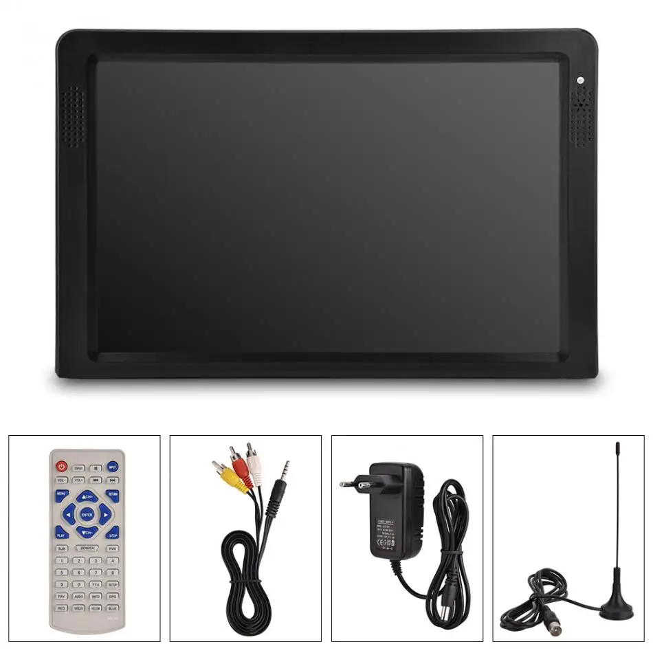 Портативный 12 дюймов Tft светодиодный 1080P Hd Pvr H.265 Dvbt2 цифровой аналоговый ТВ
