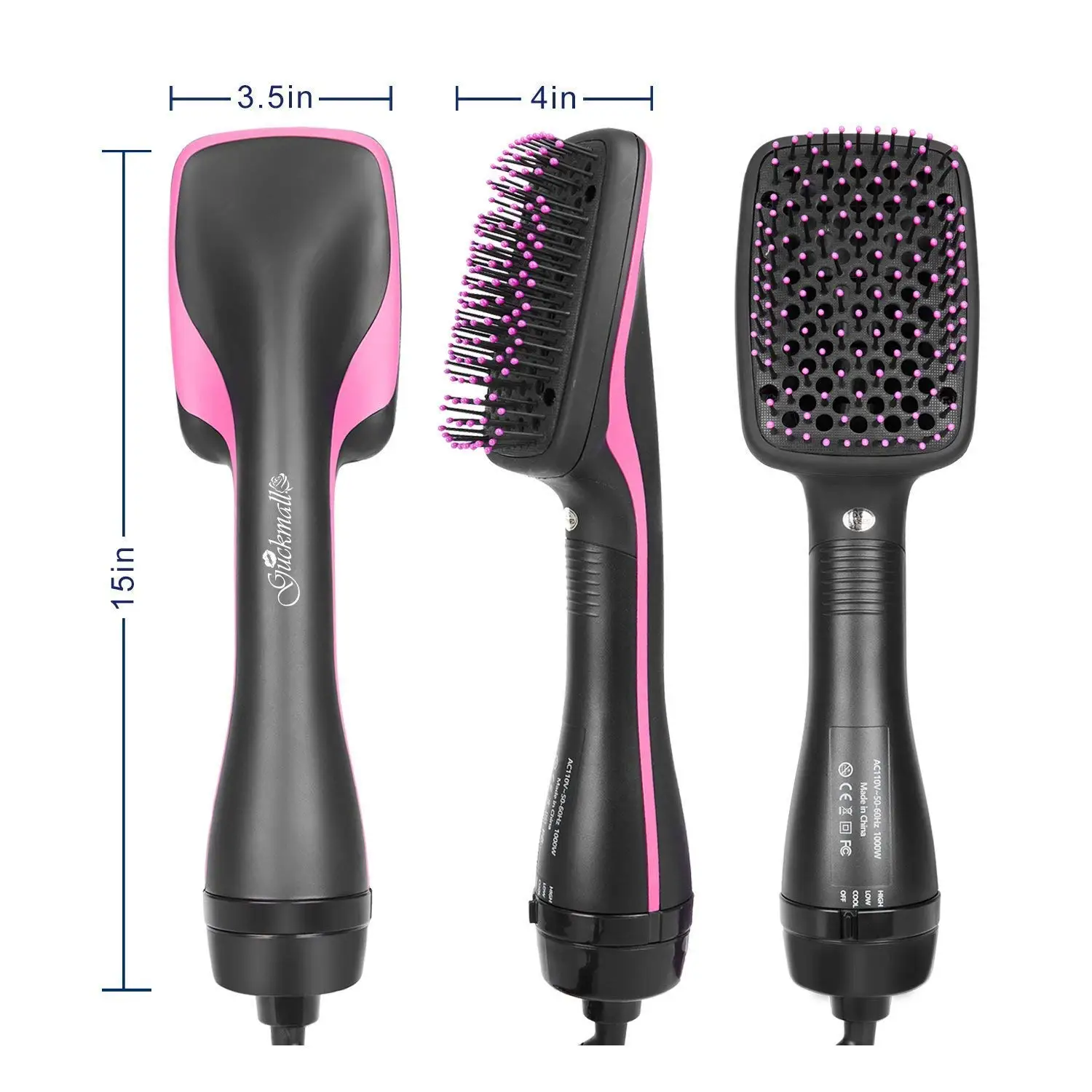 

Hot Air Brush, One Step Hair Dryer Styler Hair Air Brush Negative Ion Hair Straightener for All Hair Type US Plug