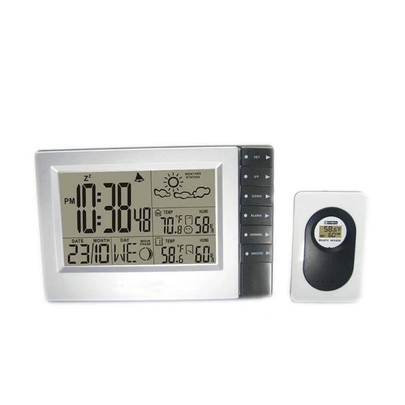 

Digital Wireless Weather Station with Indoor Outdoor Thermometer Hygrometer Digital Sauna Temperature Alarm Clock 1Transmitter