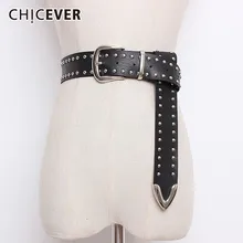 CHICEVER ремни из искусственной кожи с заклепками для женщин, черный женский ремень с пряжкой, Женские аксессуары для брюк, осенняя корейская мода
