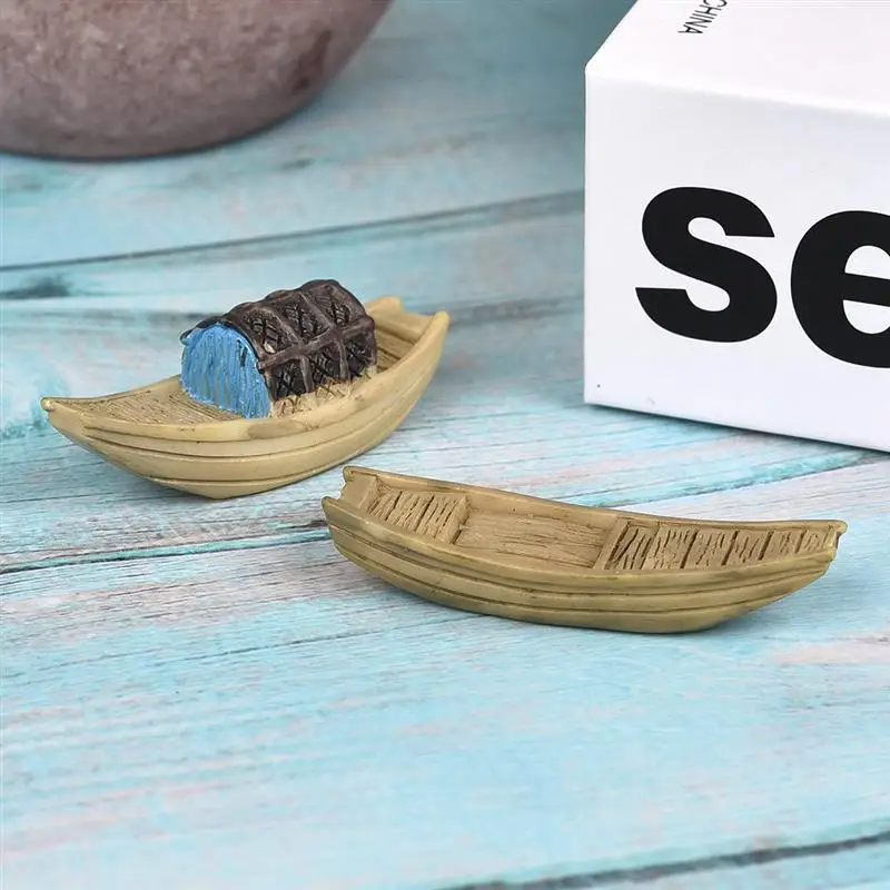 

1pc/2pcs Chinese Style Mini Umbrella Boat Micro Landscape Tiny Figurines Bonsai Ornaments Fairy Garden Decoration