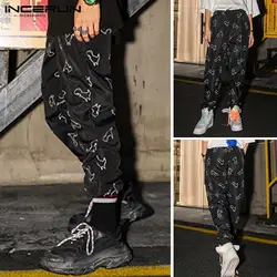 INCERUN 2019 повседневные штаны Для мужчин Print Joggers Свободные тренировочные брюки хип-хоп стильные мужские шаровары уличная одежда большого