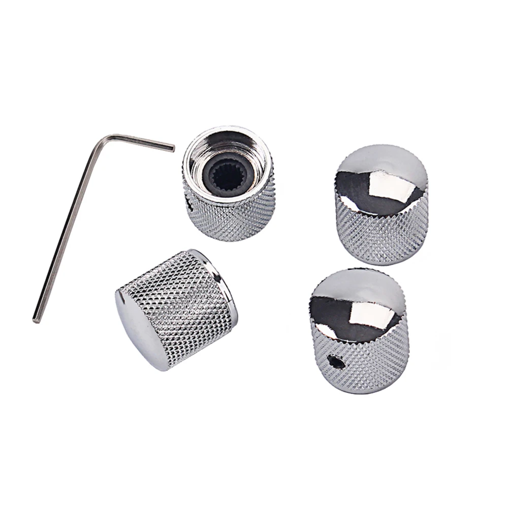 

GD123A Metal Dome Tone Tunning Knob with Hexagon Screws Lock Volume Control Buttons for Electric Guitar Bass Chrome