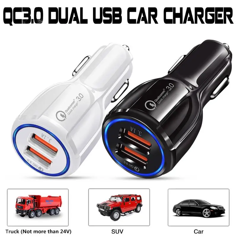 3.1A سيارة مايكرو شاحن يو اس بي سريعة تهمة 3.0 الهاتف المحمول شاحن 2 منفذ USB سريع شاحن سيارة اكسسوارات السيارات