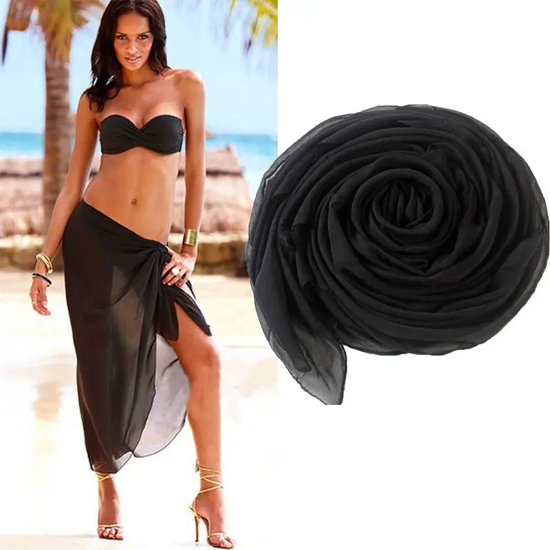 Beach Robe Cover Up Women Summer Bikini Cover Ups Solid Color Elastic Waist Ruched Drawstring Mini Skirt Sexy Female Beachwear Swimming Bottoms bathing suit wrap cover up