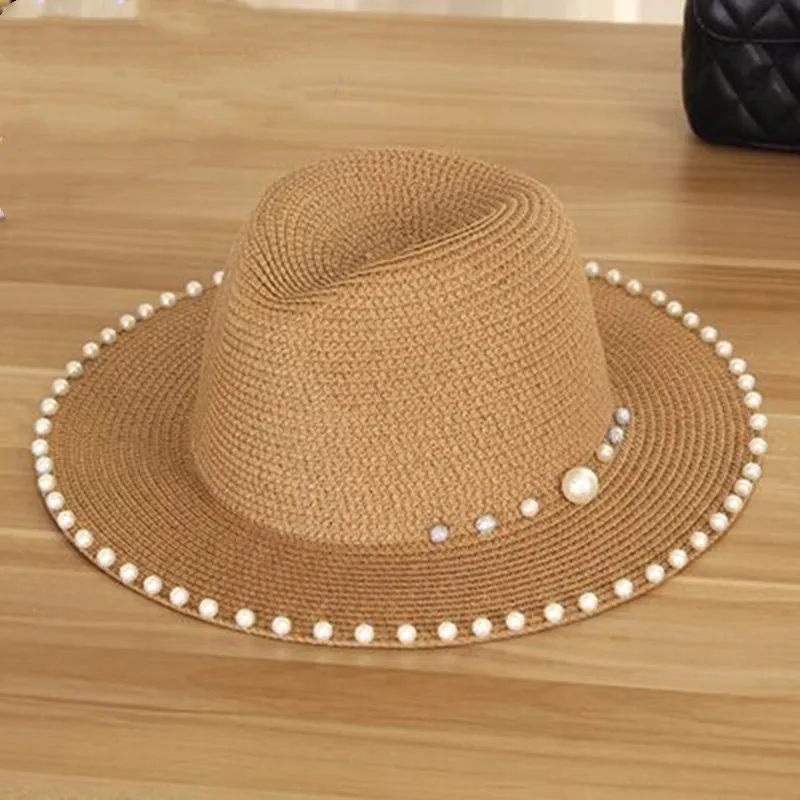 

New Spring Summer Bohemia Style Women's Jazz Caps hats with Wide Birm Women Straw Vintage Hat Floppy Sun Beach Church Cap Gorros