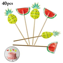 40PCS Watermelon Pineapple Shape Fruit Fork Paper Cup Cake Sign Birthday Party Adult Party Decoration Card Insertion Card
