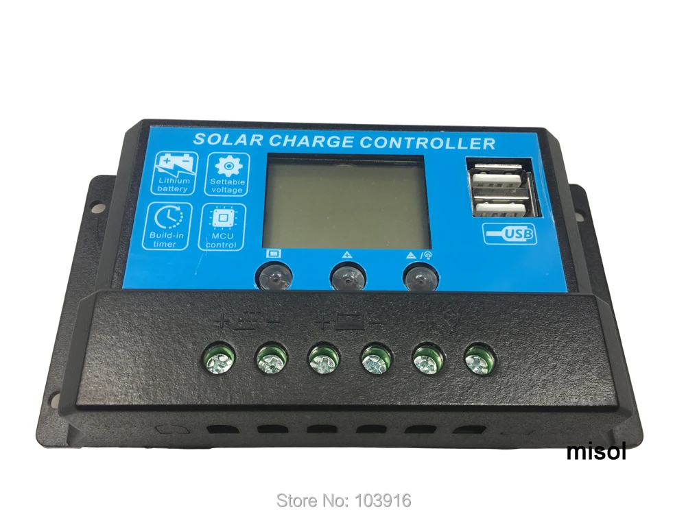 

misol / solar regulator 10A 12V 24v solar charge controller PWM, for solar panel battery charging