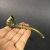 Coleccionable latón labrado chino de cabeza de dragón de Dragon Phoenix tabaco de pipa bolsa exquisito pequeño estatuas ► Foto 2/5