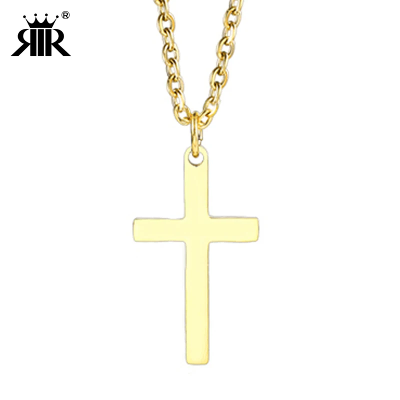 RIR 1 PCS Minimalist Cross Necklace Stainless Steel 4 Colors Plated Korean Choker Necklaces Lover Pendants Jewelry | Украшения и