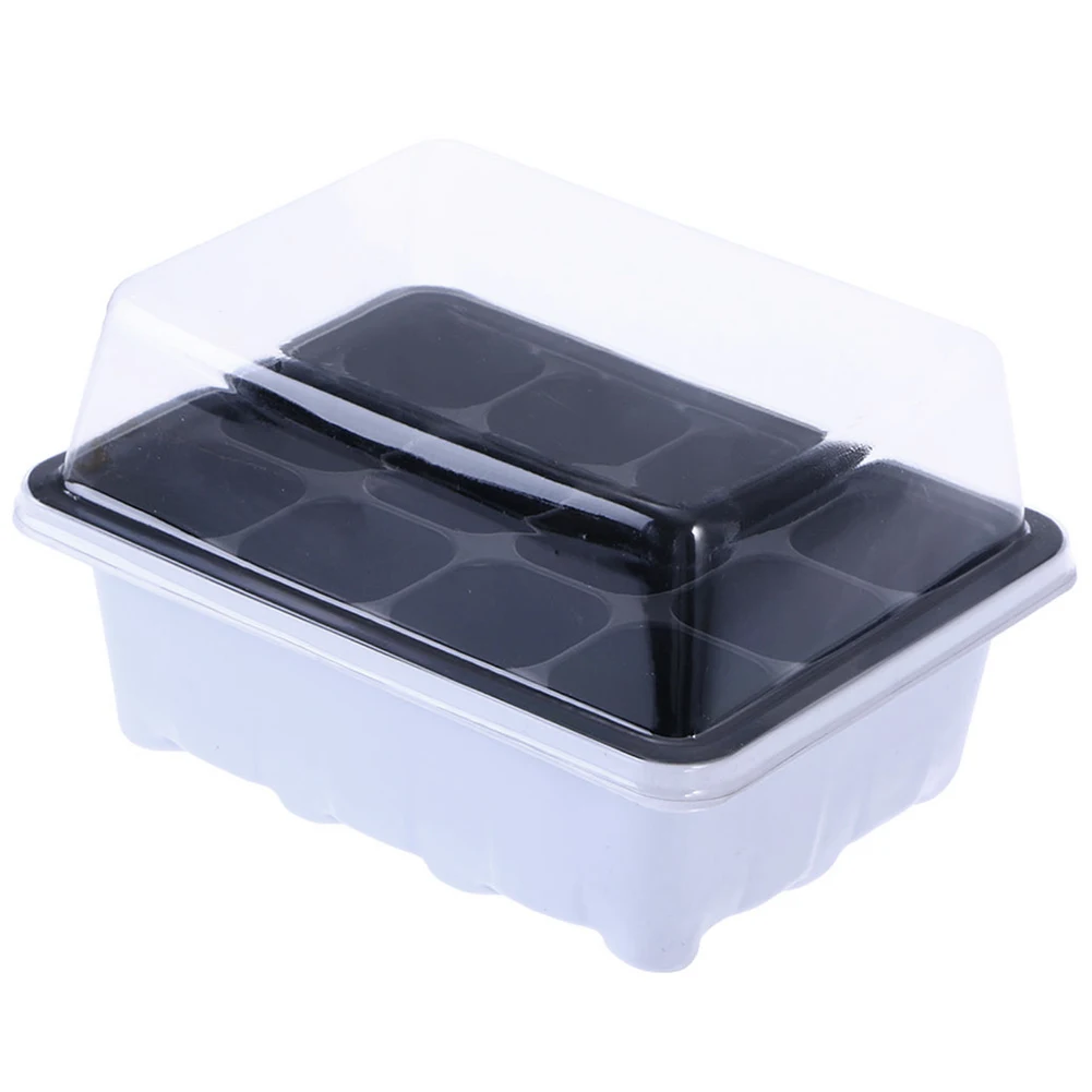 Billig 10 Pack Sämling Fach Samen Starter Tablett Mit Dome Und Basis 12 Zellen Für Gartenarbeit Bonsai Weiß