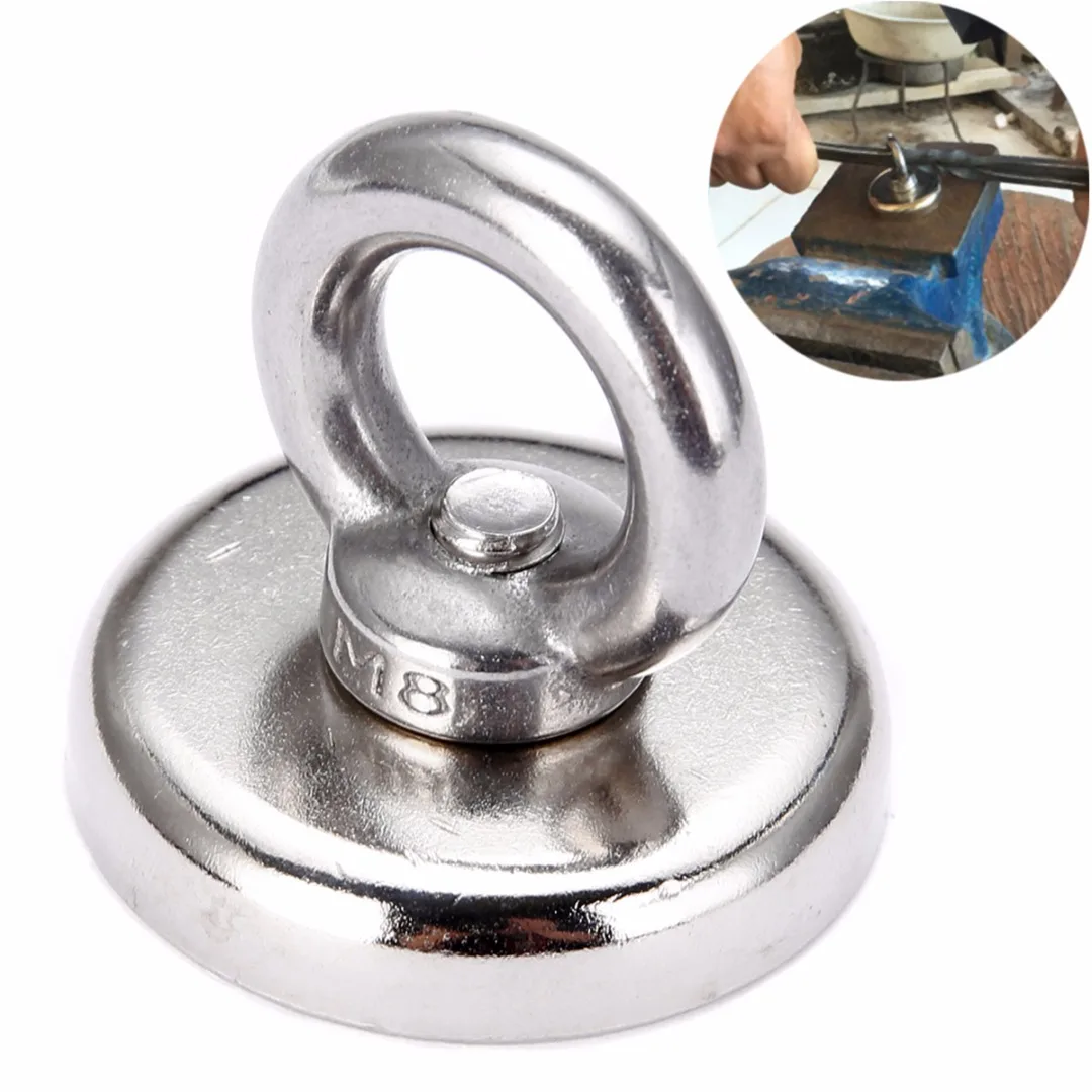

48*58mm 60Kg Salvage Strong Recovery Magnet Neodymium Eyebolt Circular Ring For Key Recovering Holding Fixture Magnetic Base