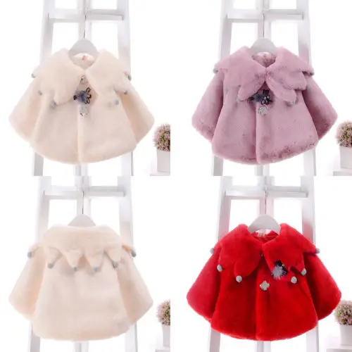 

Toddler Kids Baby Girl Soft Fleece Hooded Coat Winter Warm Cloak Jacket Outwear