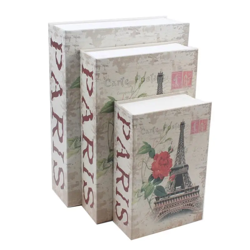 

Book Shape With Combination Safe Lock Storage Box Book Cardboard Cover Metal Liner Home Safety Box European Decoration Case