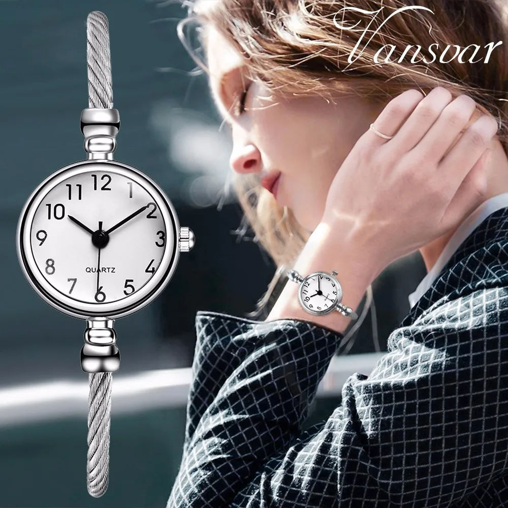 Vansvar бренд для женщин часы сетки Stailess сталь ремень часы Лидер продаж Творческий для женщин наручные Relogio Feminino