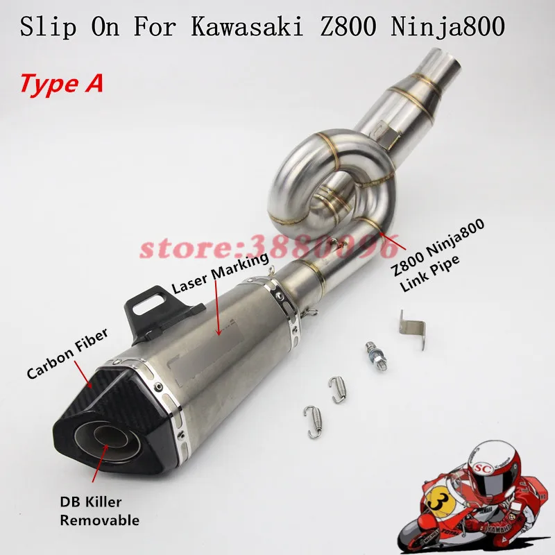 

Motorcycle Full Exhaust System Slip on For Kawasaki Z800 Ninja800 Exhaust Muffler Pipe