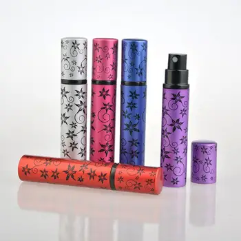 

100pcs 8ML Mini Portable Flower Printing Aluminum Refillable Perfume Spray Bottle With Atomizer & Empty Parfum Container new