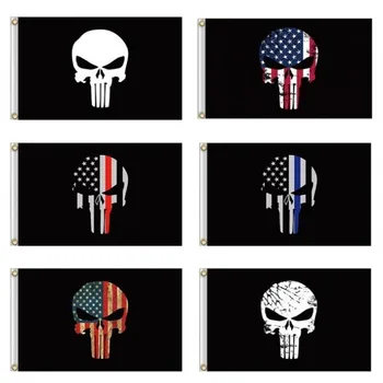

3x5FT Large Punisher Skull Flag High Quality Decorative Flags and Banners Home Decor Polyester Flying Banner 90cmx150cm