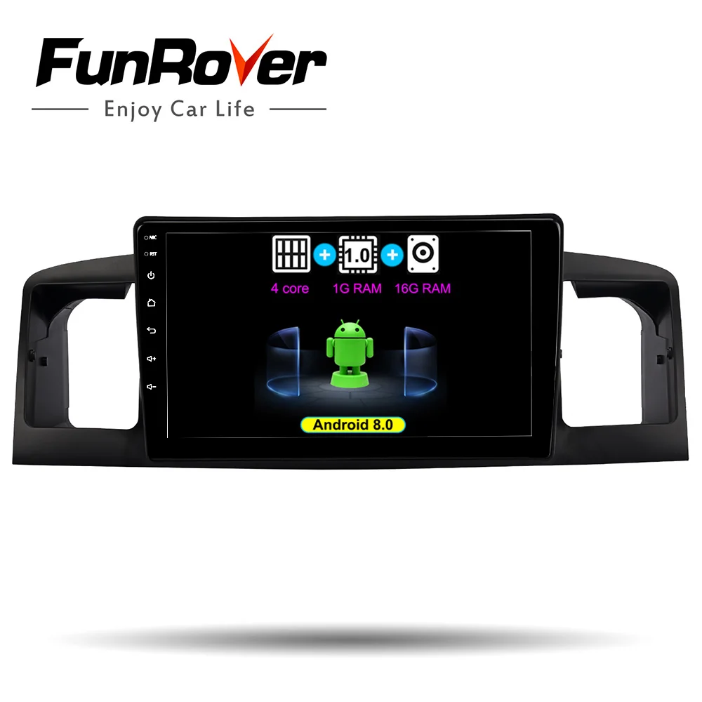 

FUNROVER Android 8.0 9" 2 din car radio gps Multimedia player For TOYOTA Corolla E120 BYD dvd navigation navi stereo WIFI BT RDS