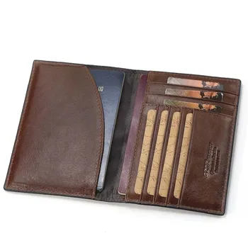 

Brand Genuine Leather Men Wallet Passport Cover ID Business Card Holder Travel Credit Case Rfid Driving License Bag Small Walet