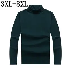 2018 Новая мягкая и удобная футболка мужская Осень Зима Водолазка мужская футболка Топ бренд camisa masculina Размер 6XL 7XL 8XL
