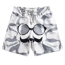 Новейшие мужские пляжные шорты с рисунком усов быстросохнущие мужские шорты для плаванья свободные пляжные штаны для мальчиков длиной до колена