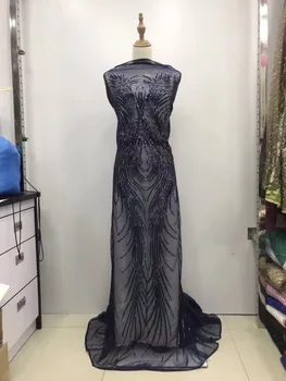 

2019 Latest Nigerian silver Sequins Laces Fabrics High Quality African Laces Fabric For Wedding Dress French Tulle Lace