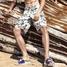 Мужские летние шорты на шнурке Гавайская тропическая Нижняя Мода Цветочные шорты Уличная Masculina до колена шорты Свободные Jogger