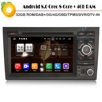 

DAB+ Octa Core Android 8.0 Autoradio Bluetooth Sat Navi Car Radio Player for Audi A4 S4 RS4 RNS-E 8E WiFi 4G GPS CD BT DVR OBD