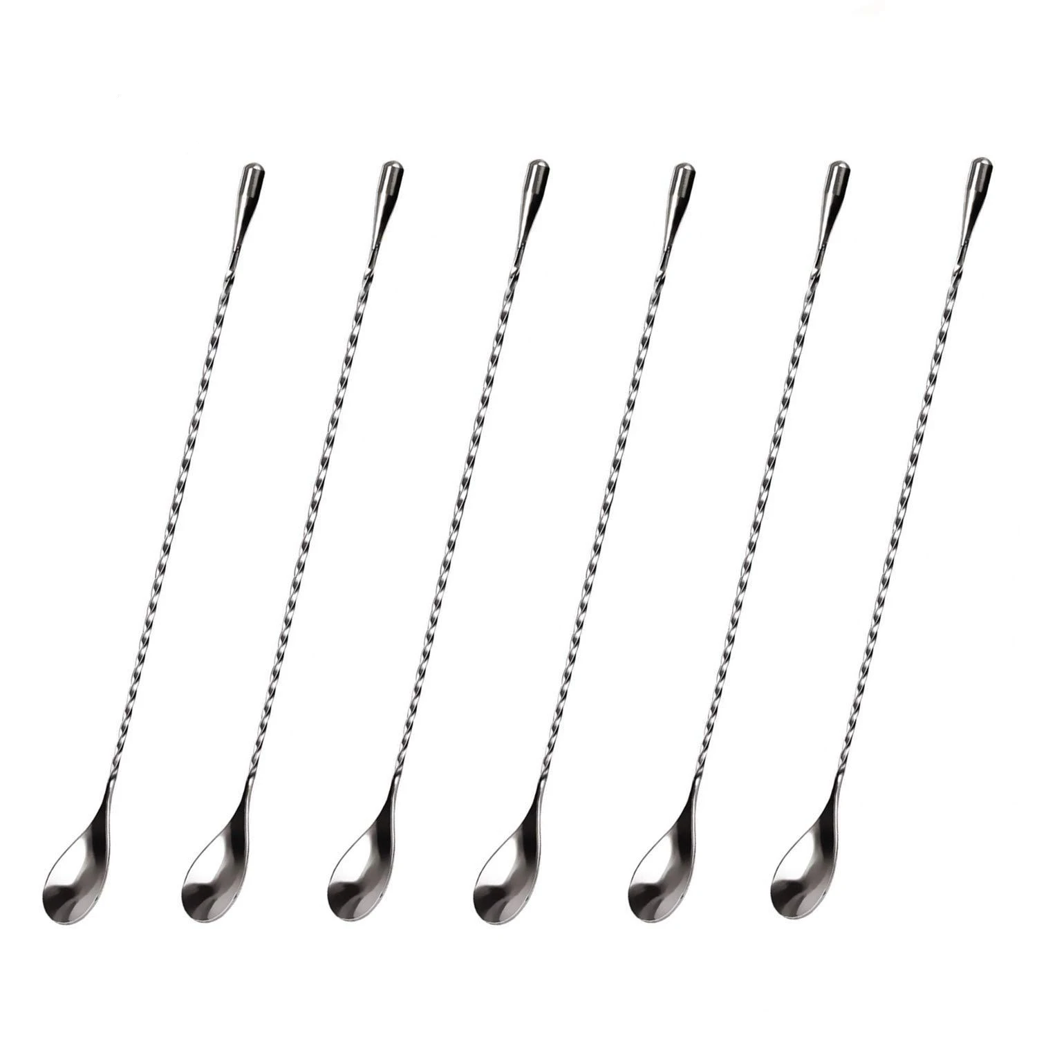 Hot Bar Spoons Stainless Steel Set Of 6 Professional Cocktail Mixing