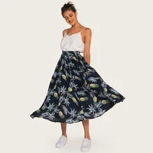 Женская шикарная одежда в стиле бохо, юбка с тропическим цветочным принтом, длинные плиссированные юбки с эластичной резинкой на талии, летняя пляжная одежда для отдыха, XL