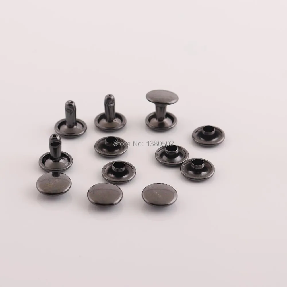 100sets 9*9mm Black Color Round Shape Double cap Rivet Garment Rivets