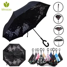Mrosaa C-Handle складной обратный зонтик цветы двухслойный перевернутый ветрозащитный солнцезащитный Зонт дождевик автомобиля зонты для женщин