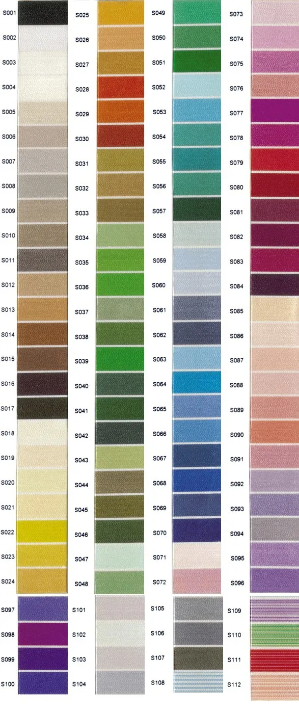 Simthread polyester Color charts