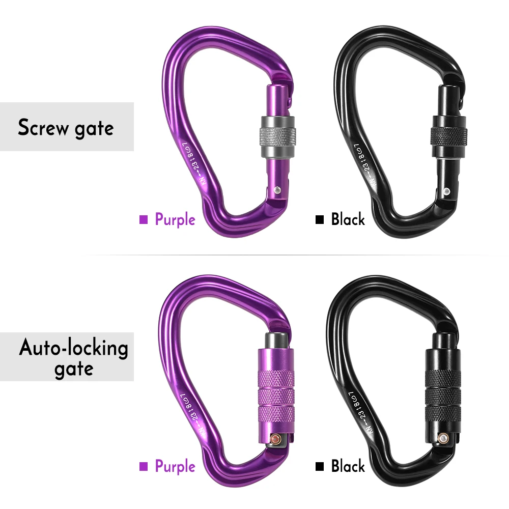 Lixada Carabiner with Screw Locking Gate 24KN Heavy Duty Carabiner Clips for Hammocks Camping Hiking Backpacking