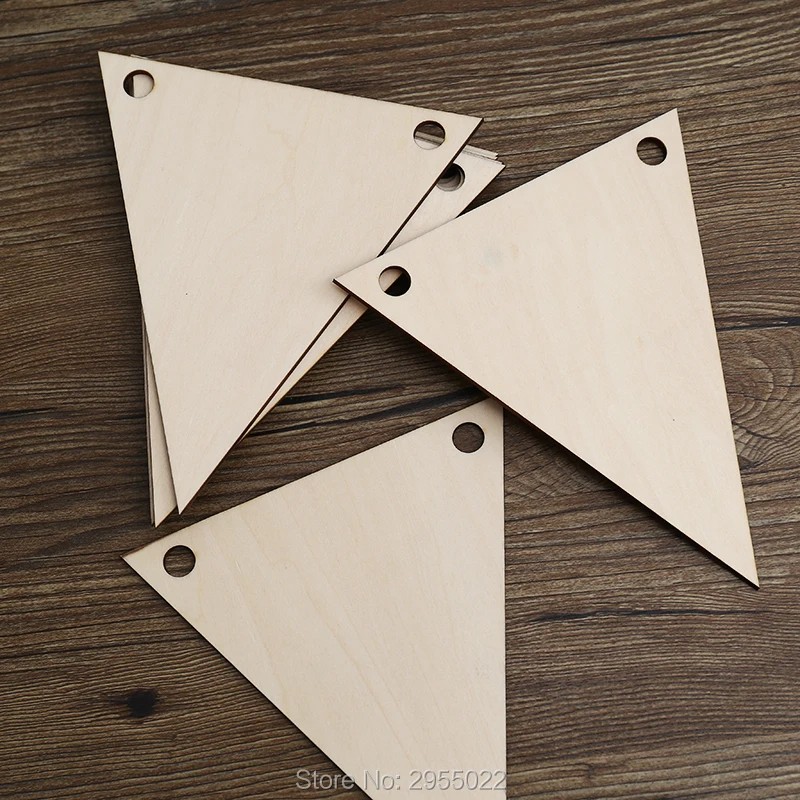 Деревянные овсянки треугольные формы ремесло Висячие метки для оформления подарок орнамент с отверстиями
