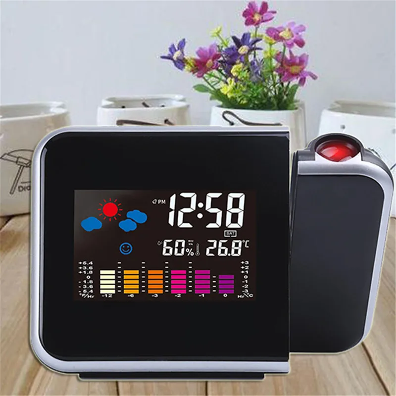Weather Digital LCD Projection Clock Alarm Calendar with LED Backlight 