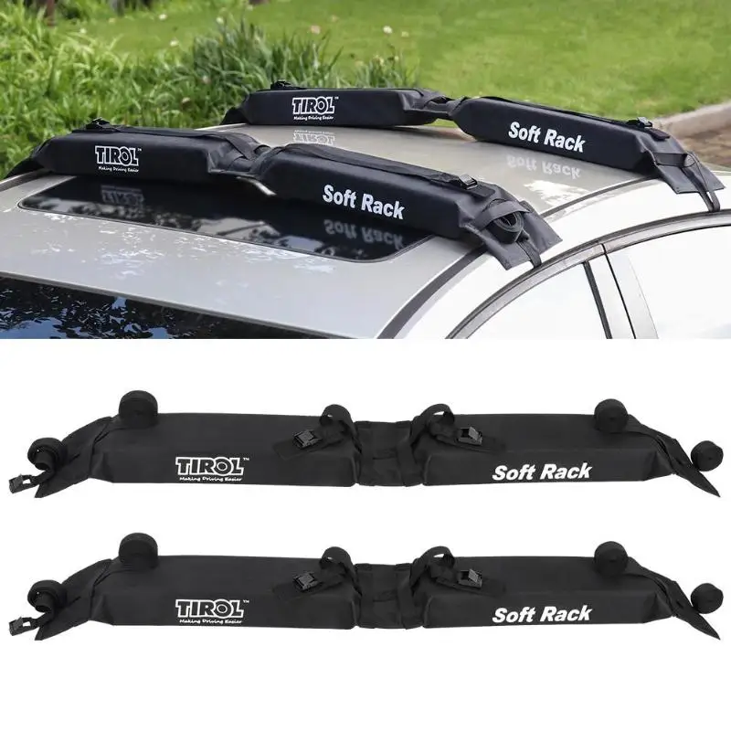 

600D Oxford+ PVC Black Universal Soft Auto Car Roof Rack Outdoor Rooftop Luggage Carrier Load 60kg 125*18*7cm Roof Rack