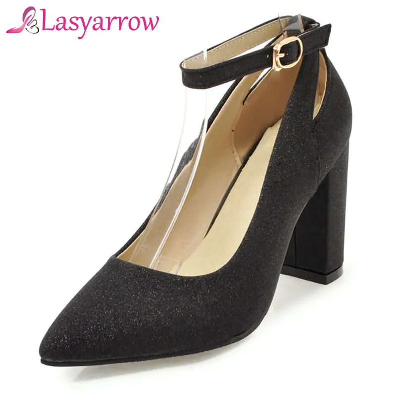 Lasyarrow Pointed Toe Office Las Shoes Fashion Chunky High Office Las Shoes Fashion Chunky High