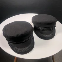 Pelosi отправка корейских шляп, осенняя и зимняя новая модель, черная плоская крыша, темно-синяя шляпа, английская, японская, универсальная шапка для художника