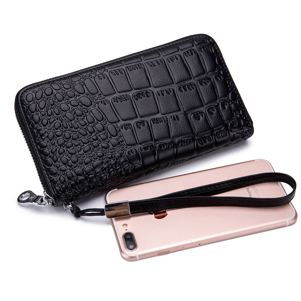

Anti-theft Rfid Genuine Leather Wallet women Wallets 27 Card Holders Coin Purse Pocket long Zipper Clutch Bag Cell Phone Pocket