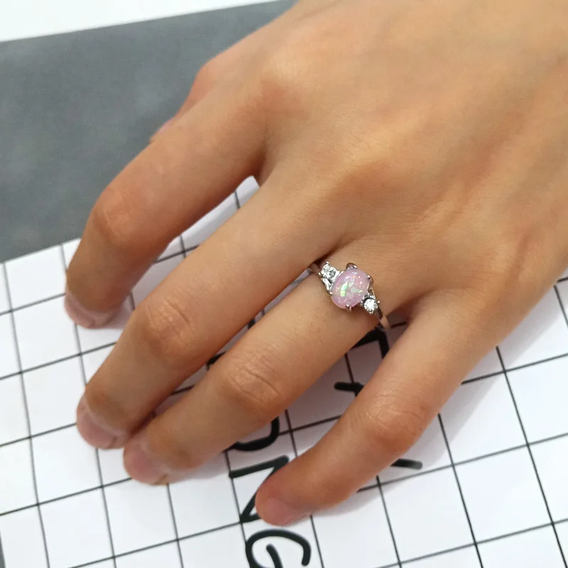 HUITAN, Трендовое женское кольцо, искусственный опал, обручальное кольцо, элегантные ювелирные изделия, вечерние, простые кольца, подарок для девочки, дропшиппинг