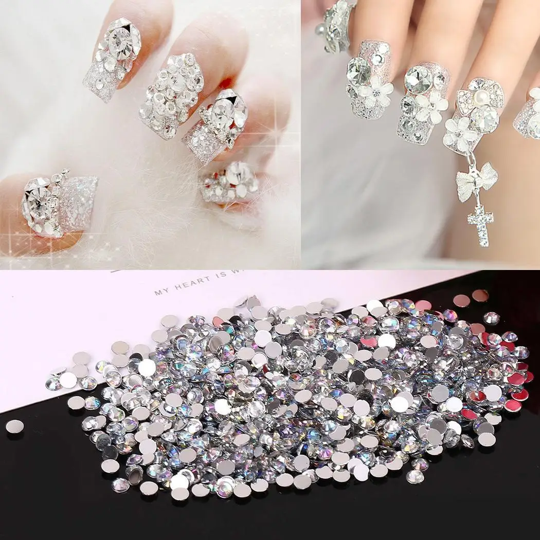 Art DIY Nail Decoration material Glitter Bag Round Phone Flat Rhinestones light Back Tips safe and weight Acrylic | Красота и