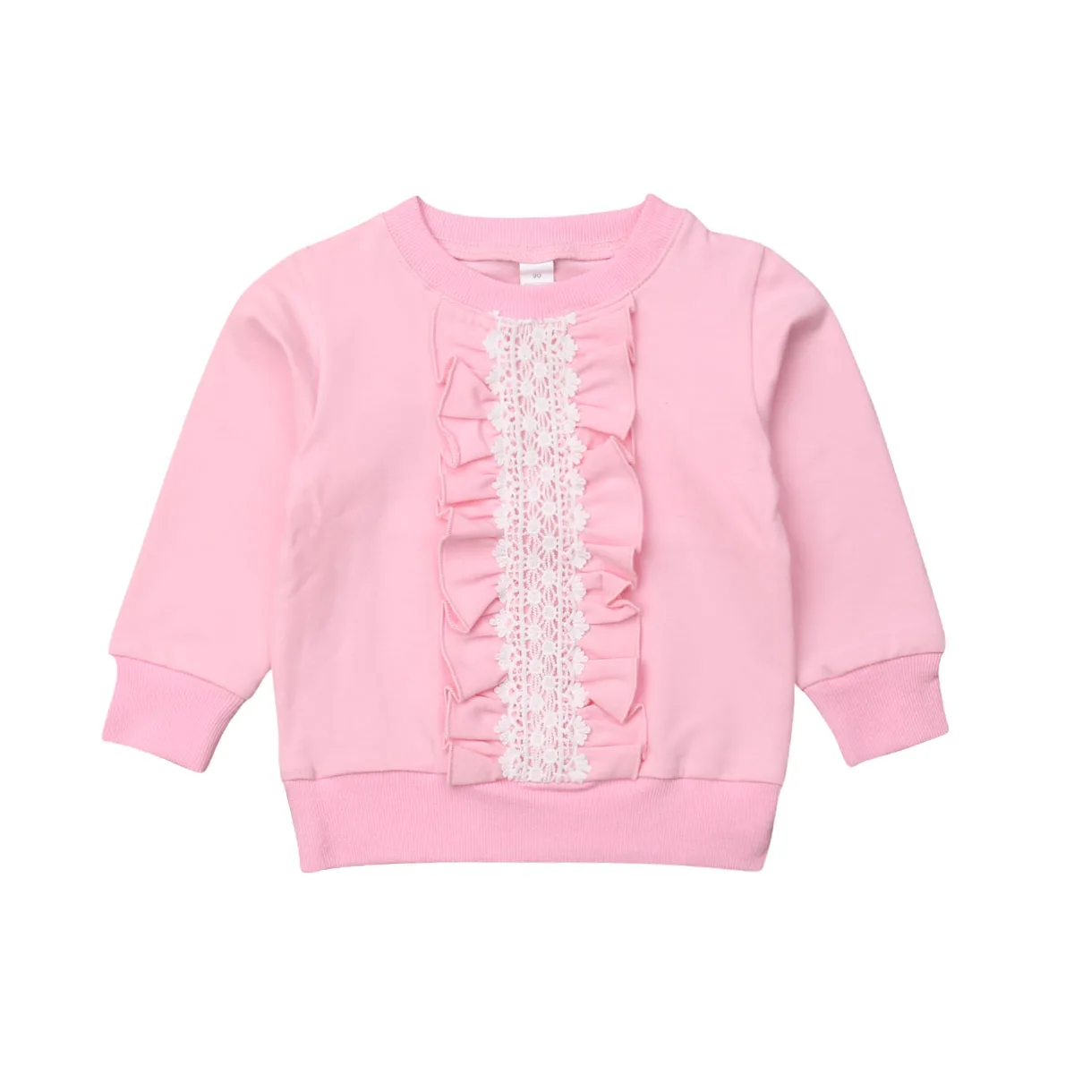 

2-8Y Toddler Kids Baby Girl Long Sleeve Ruffles Lace Pullover Sweatshirt Hoodies Tops Children Clothes Pink