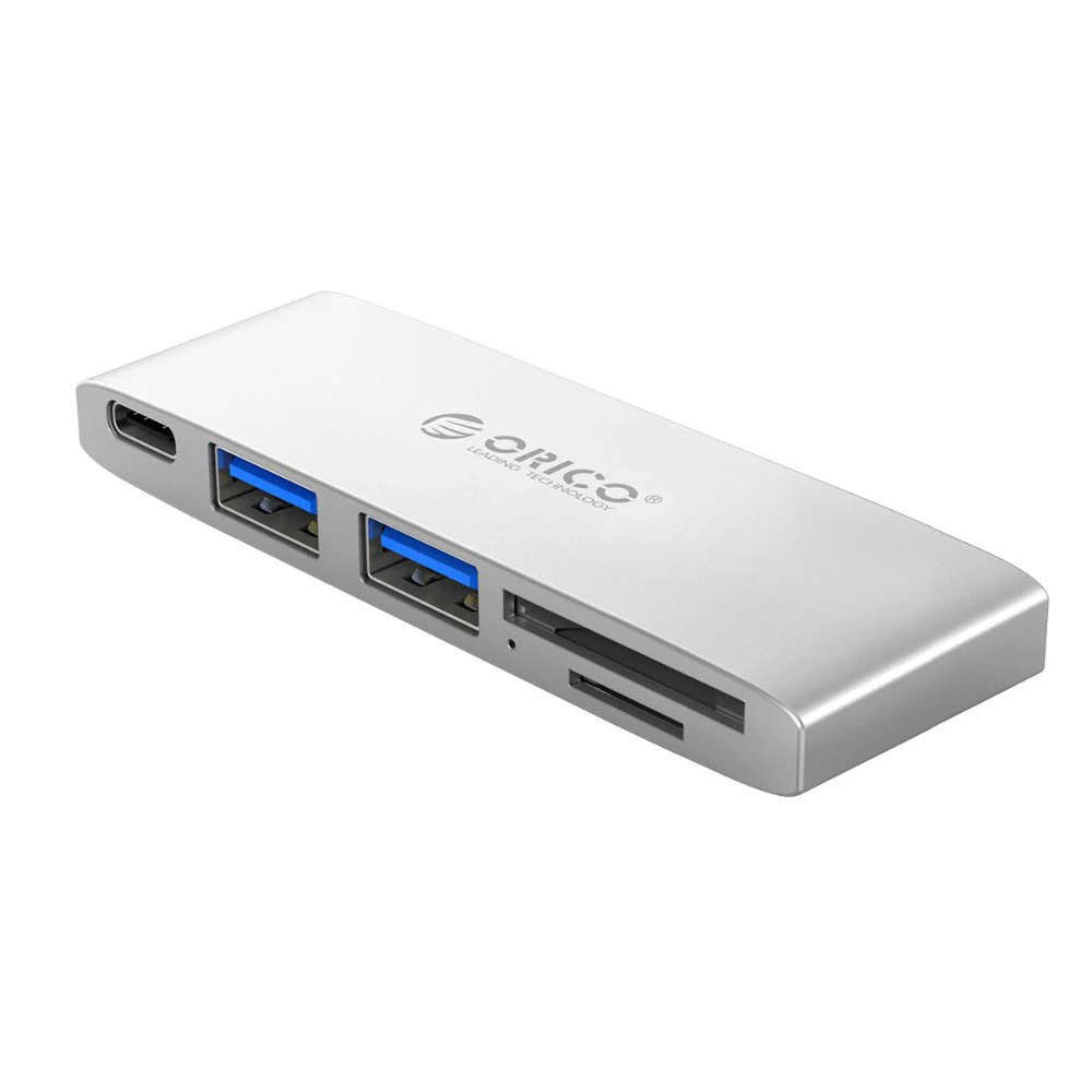 

Orico 5 In 1 Aluminum Alloy 2 Usb 3.0 Ports Type-C Hub Usb-C To Tf/Sd Card Reader Pd Charging Hub For Mac/Windows/Linux
