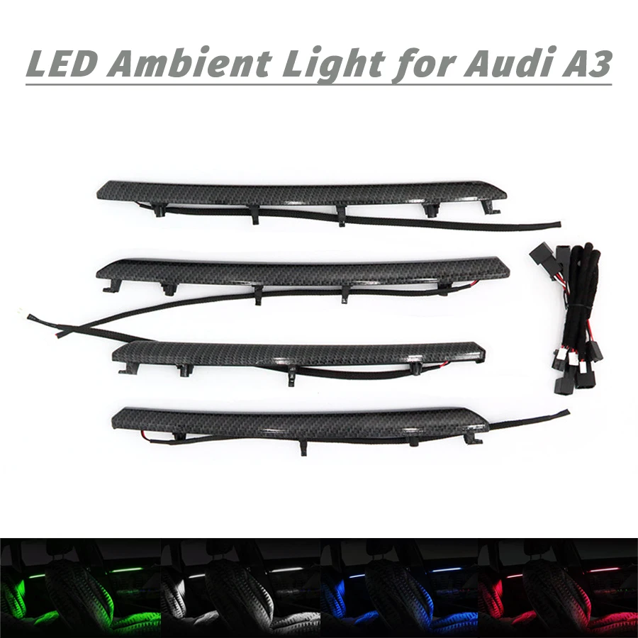  4PCS Car Door Panel Decor Trim Car Doors Interior LED Decorative Atmosphere Lights For Audi A3 8v 2 - 32968675077