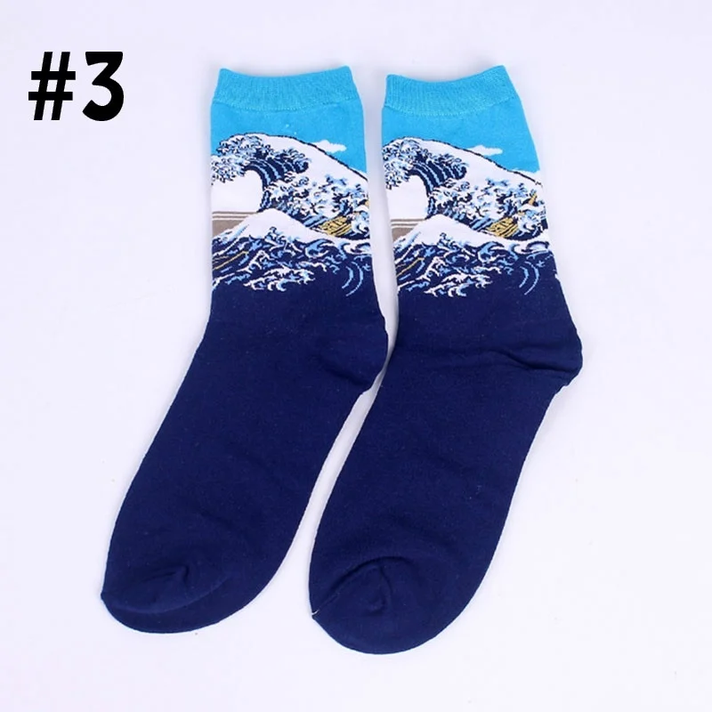 Новые модные женские и мужские носки с надписью Happy Socks унисекс Mona Lisa хлопковые