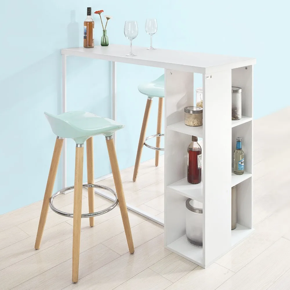 SoBuy FWT39-W, Kitchen Breakfast Bar Table Dining Table Coffee Table with 3-Tier Storage Rack